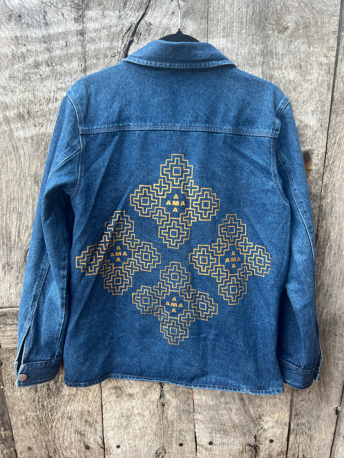 Cotton Denim Utility Jacket  Screenprinted by Amapolay - size 42