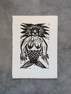 Sirena - linocut print 5" x 7"