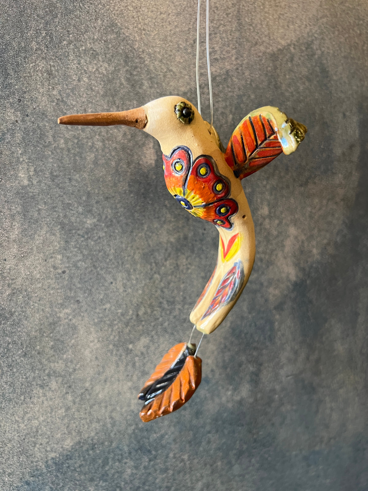 Long Tail Hummingbird - Blue and Orange Tail
