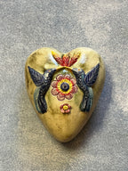 Ceramic Heart with Blue Hummingbirds Wall Art - Limited Edition