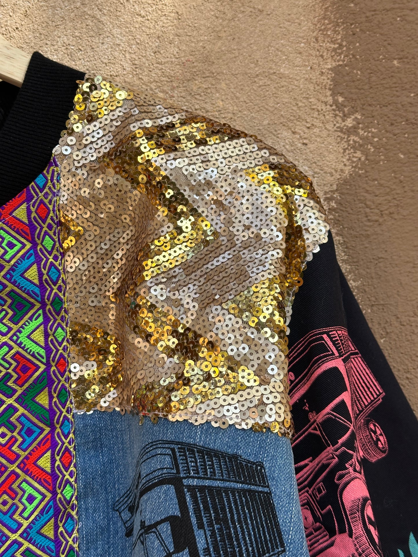 Upcycled Jacket ~ Screen Printed ~ Large