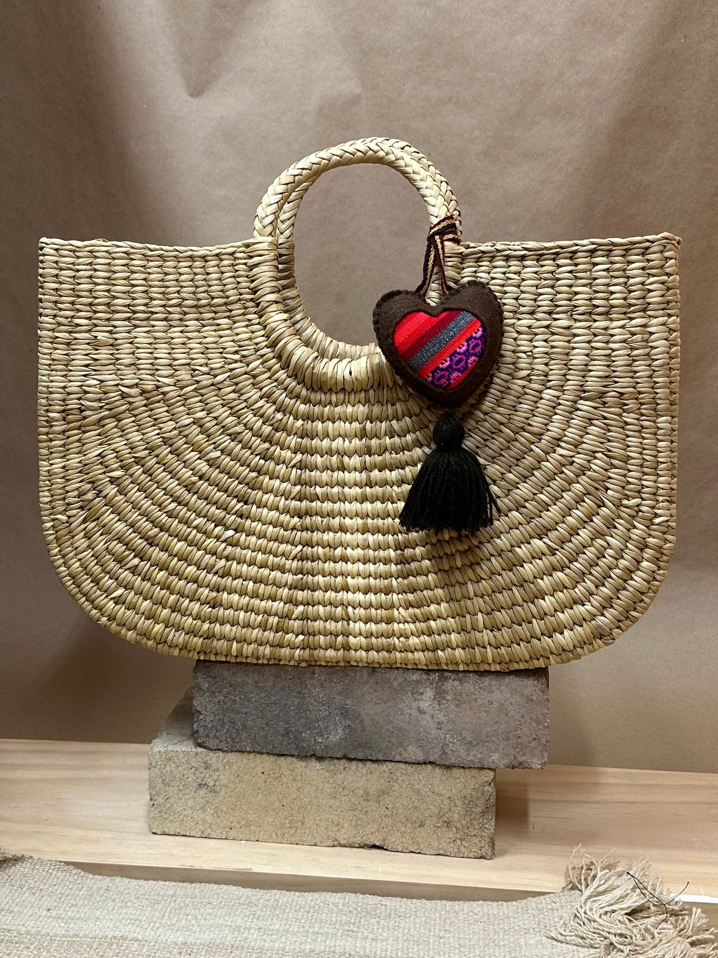 Natural Tote with Tassel ~ Junco Reed