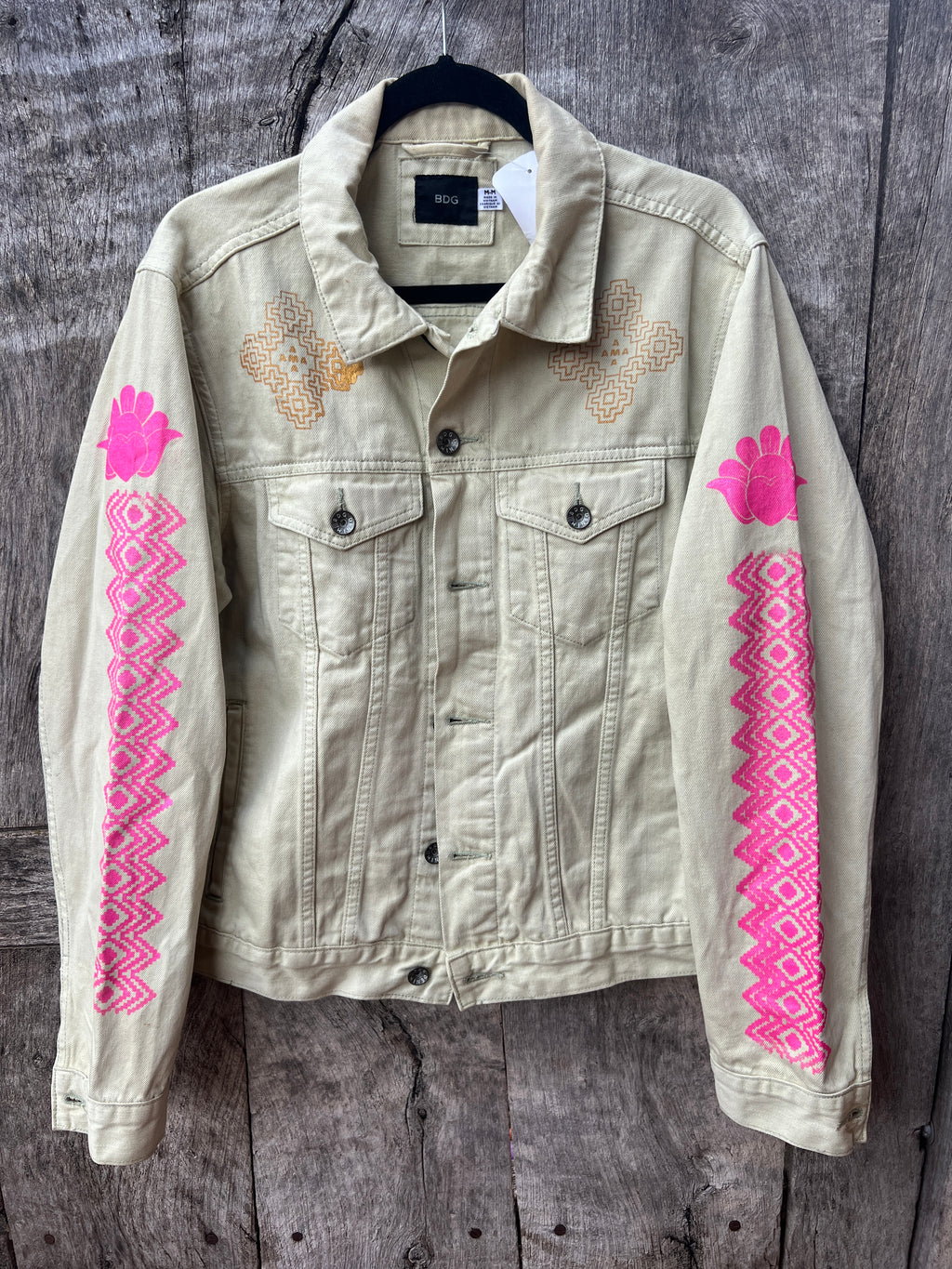 Vintage Denim Jacket BDG  - Screenprinted by Amapolay