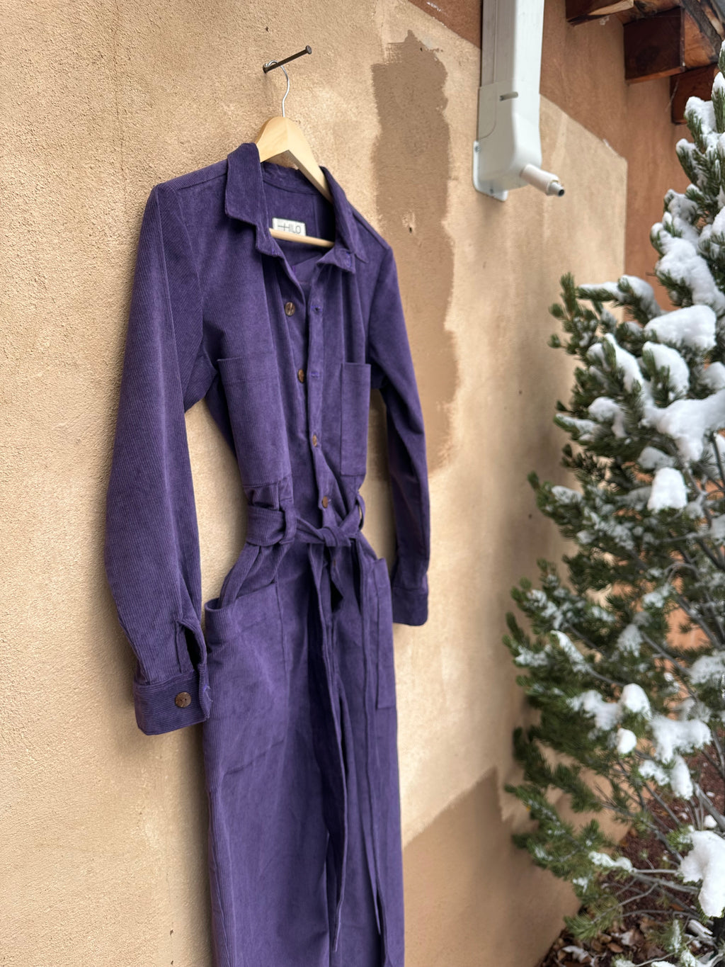 Jumpsuit - Purple Corduroy - long sleeves