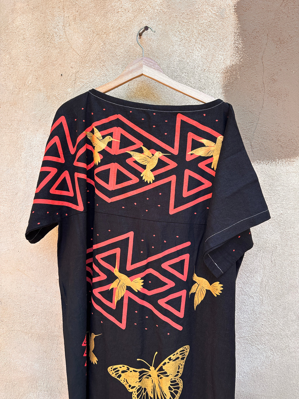Screenprinted Tunic dress ~ Large ~ linen
