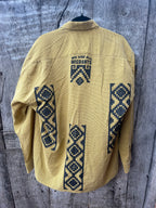 Upcycled Collared Shirt - Screenprinted by Amapolay - size Large