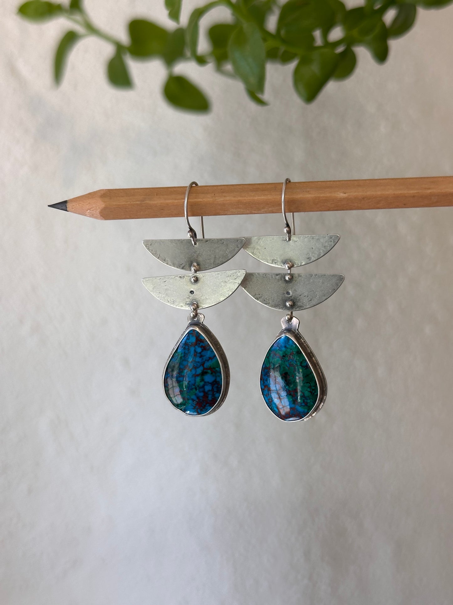 Chrysocolla Dangle Earrings - Sterling Silver and Gold filled