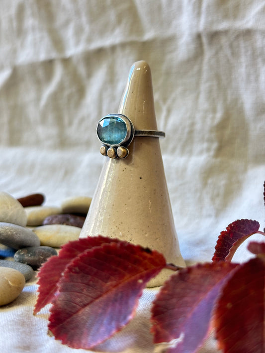 Aqua Kyanite and Sterling Silver Ring ~ Size 6.25