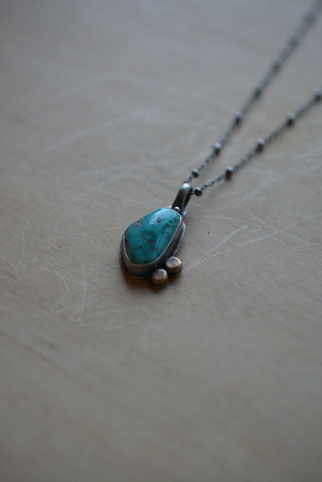 Carico Lake Turquoise ~ Necklace ~ Sterling Silver & bronze