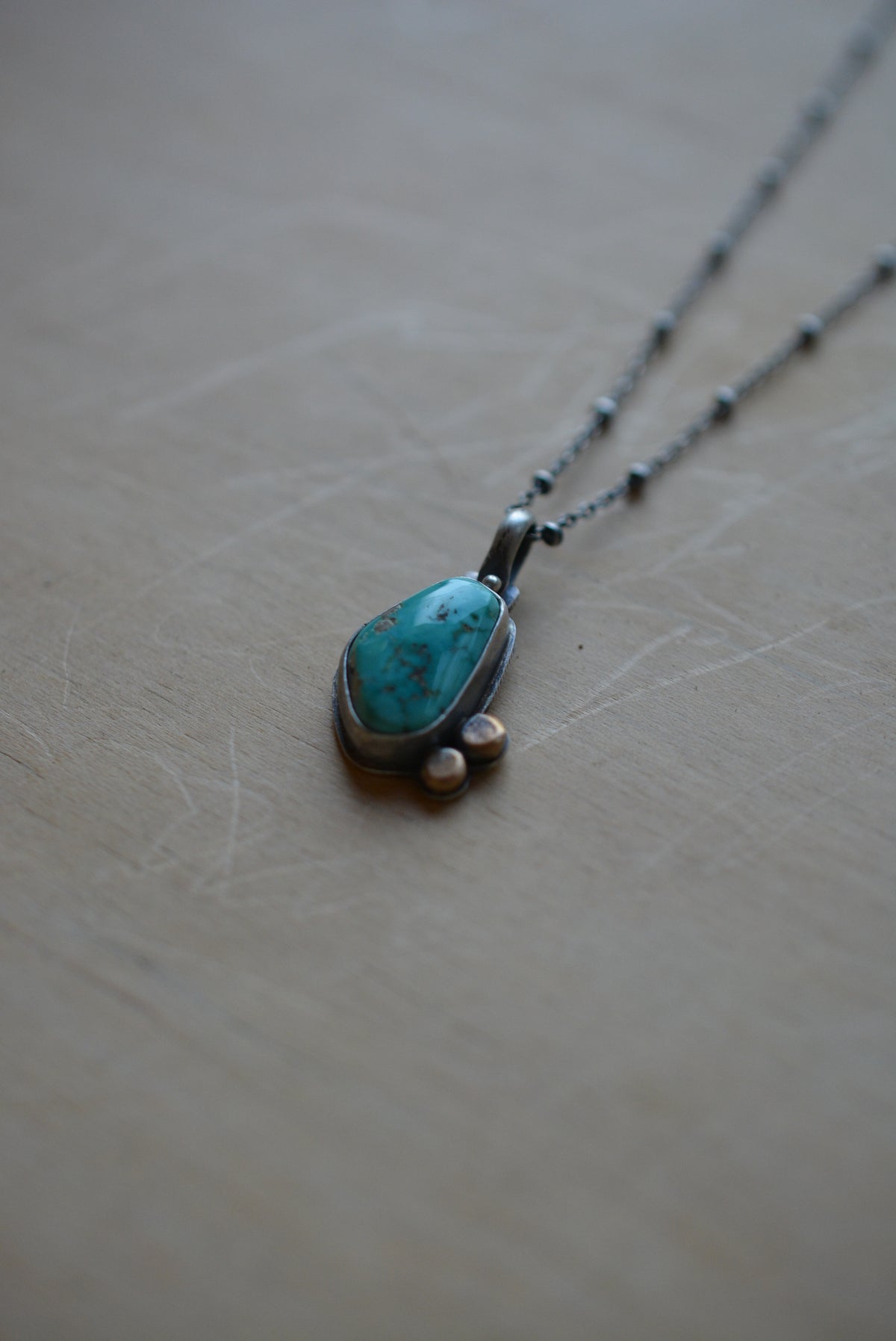 Carico Lake Turquoise ~ Necklace ~ Sterling Silver & bronze