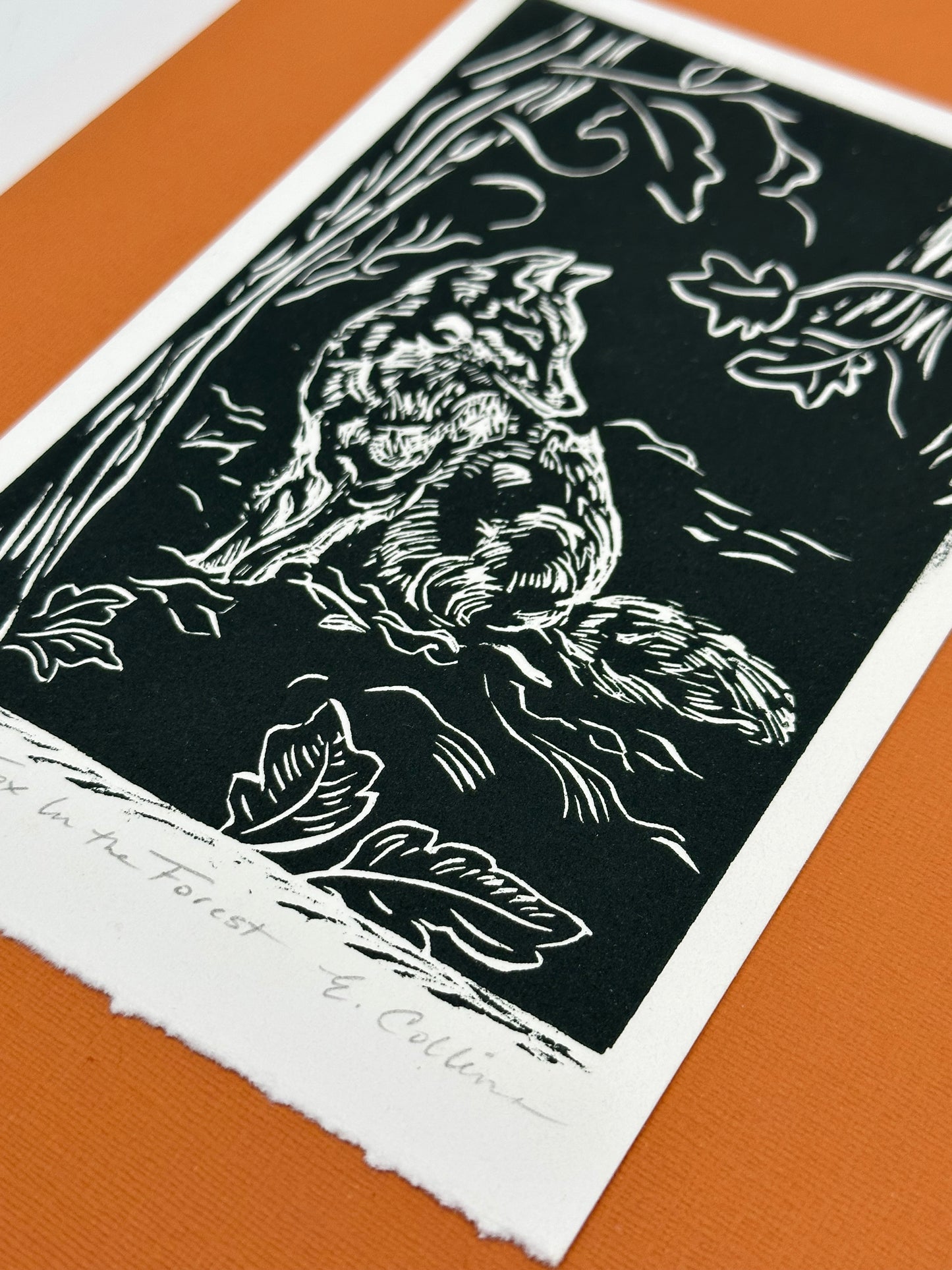 Woodcut Print “Fox in the Forest”