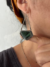 Load image into Gallery viewer, Zebra Emerald ~ Geometric dangle earrings - Sterling Silver
