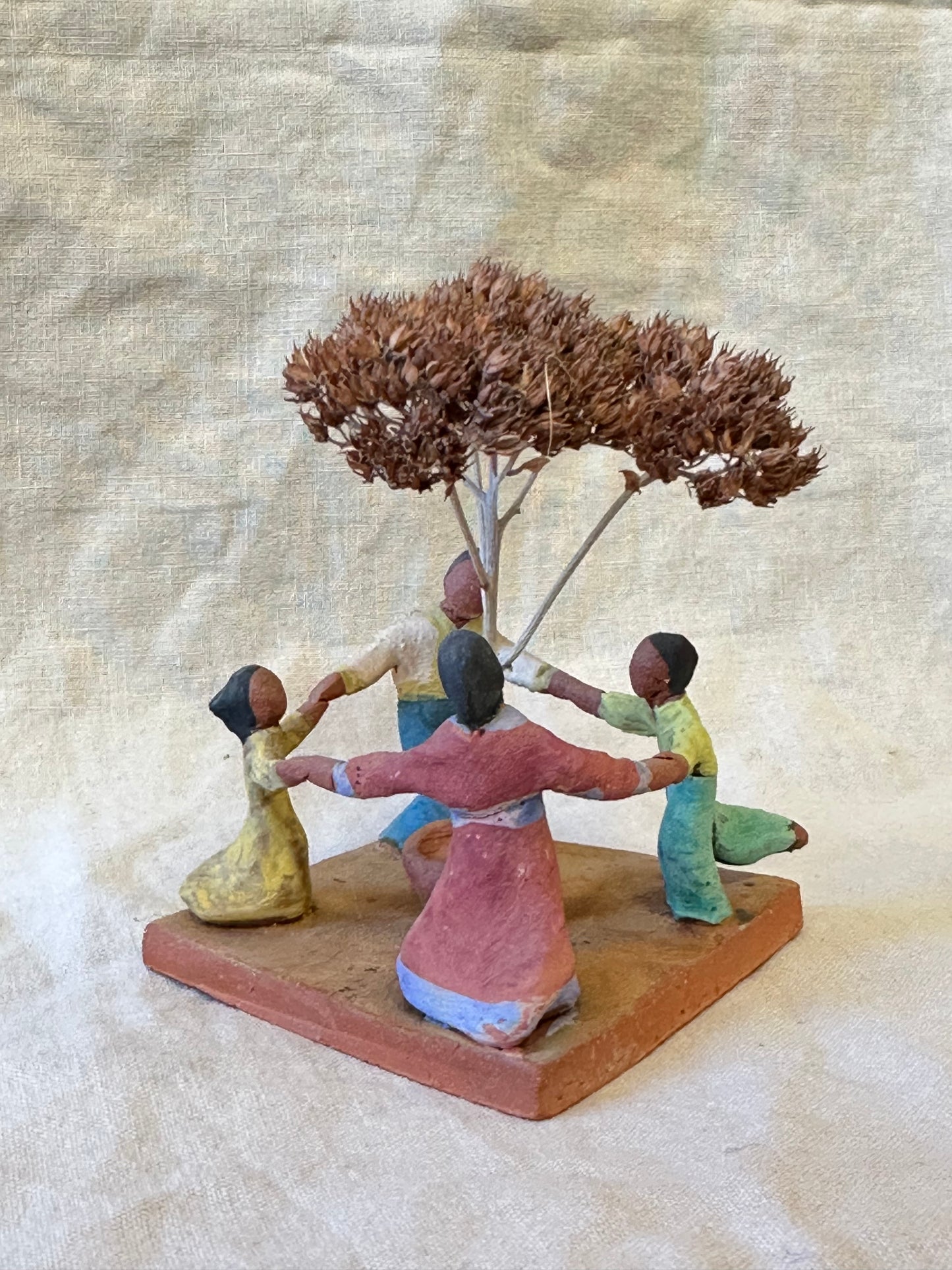 Circle Time with a Tree - clay sculpture