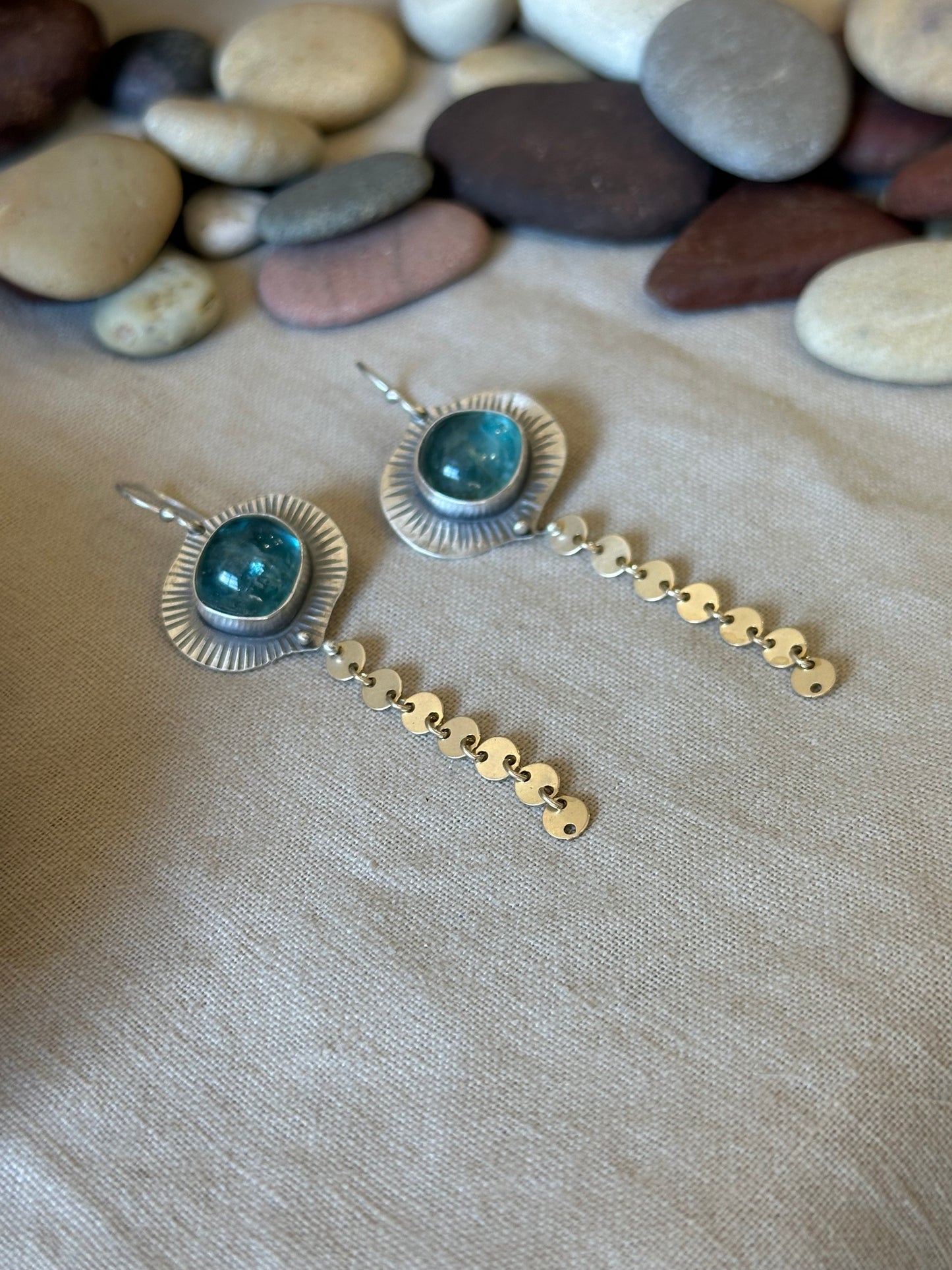 Apatite - dangle earrings - Nature Inspired Earrings - sterling silver and gold filled