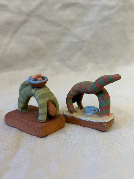 Backbending in pijamas - miniature clay sculpture