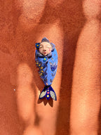 Blue Wawa with fish tail ~ Small ~ art wall sculpture