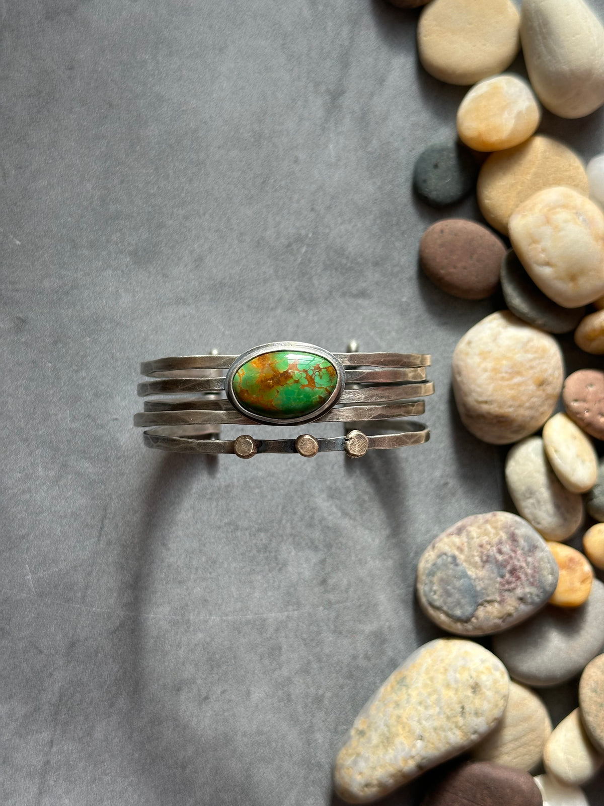 Verde Valley Turquoise Stacked Cuff Bracelet ~ Sterling Silver Bracelet