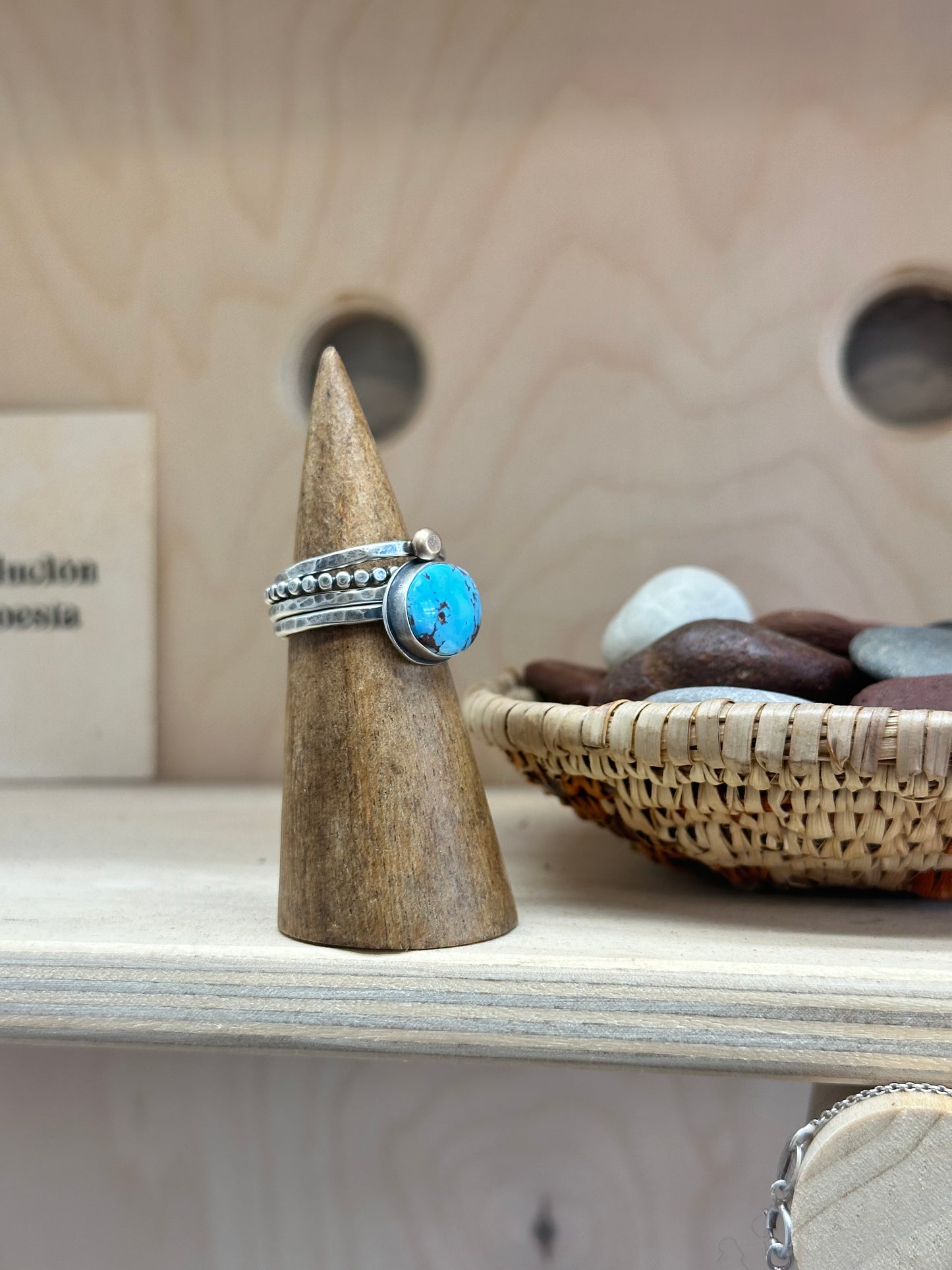4-piece Golden Hills Turquoise and Sterling Silver • stackable ring set • set fits size 6.5