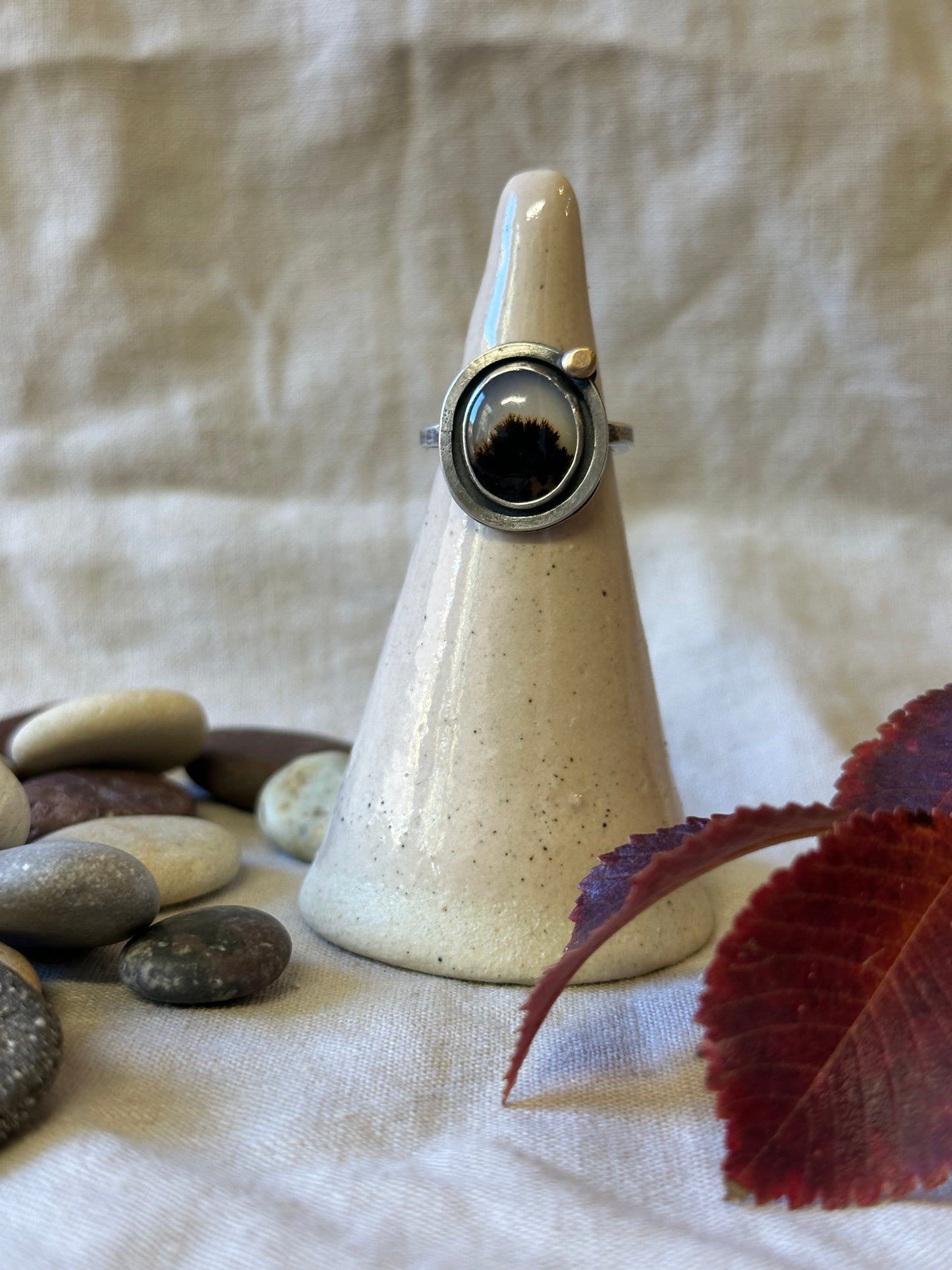 Montana Agate and Sterling Silver Ring ~ Size 6.5