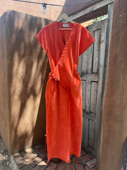 Orange short sleeve- wrapped Jumpsuit