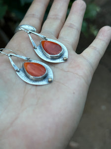 Orange Spiny Oyster - statement earrings - sterling silver