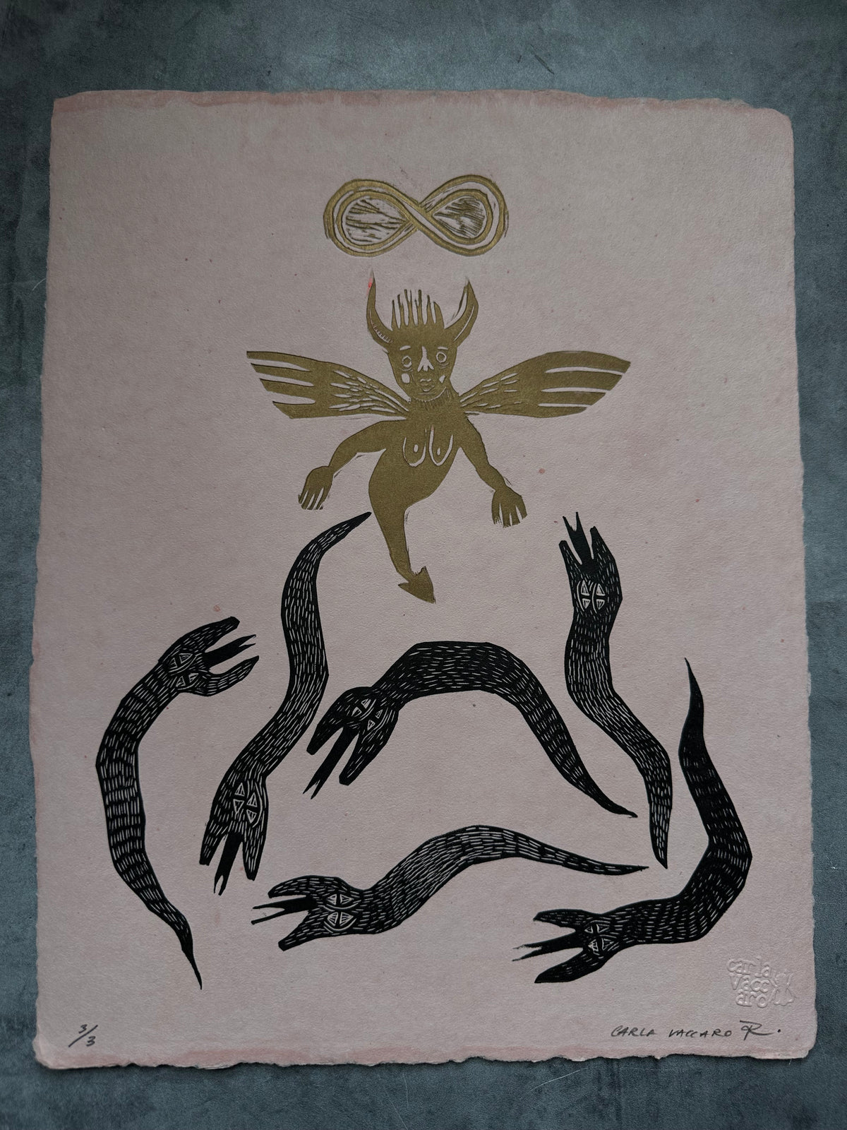 Diabla por Siempre- Lino Print 11.5" x 15"