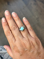 3-piece Blue Moon Turquoise and Sterling Silver • stackable ring set • set fits size 6