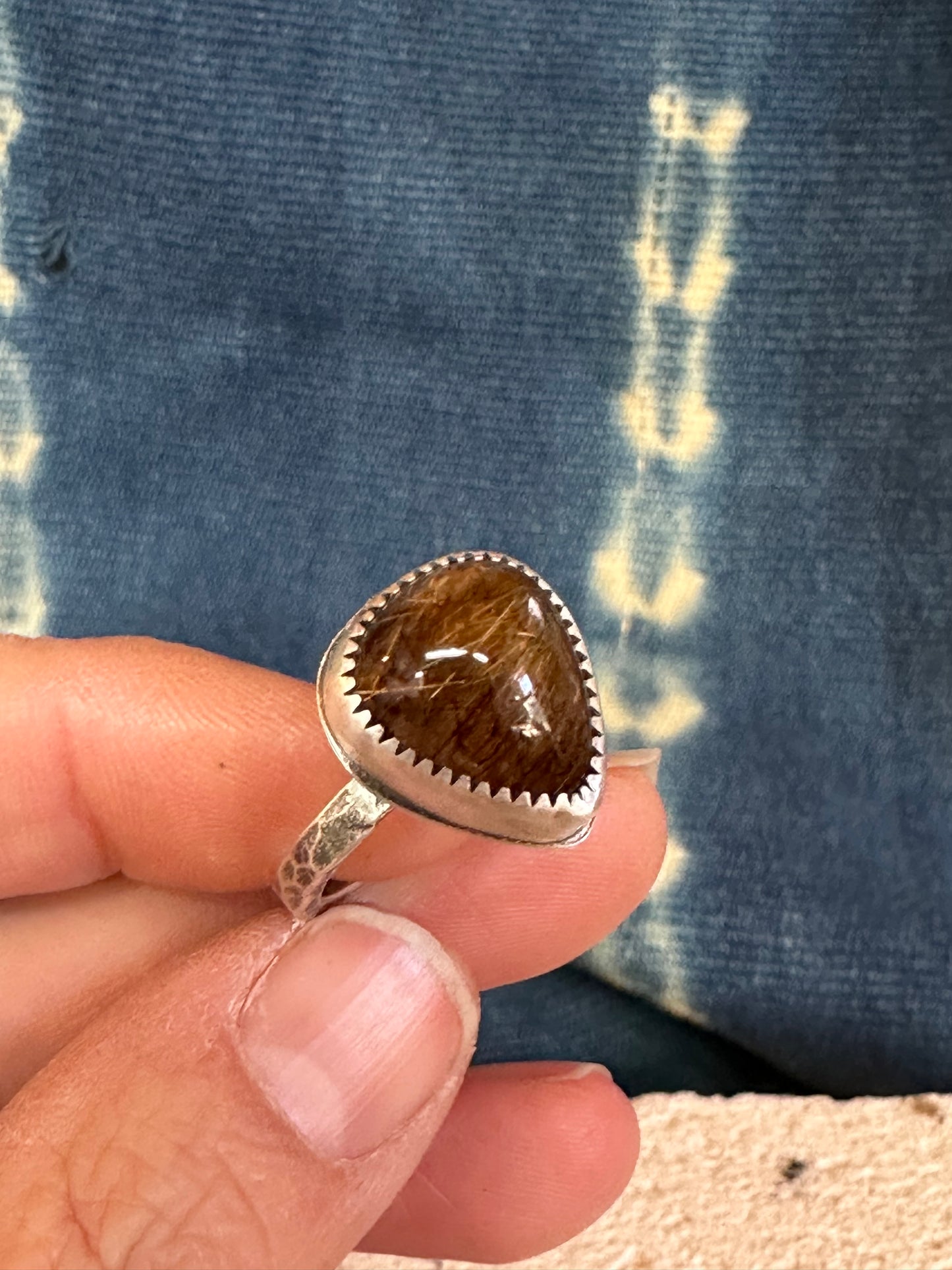 Dendritic Quartz  ~ sterling silver ring- Size 8