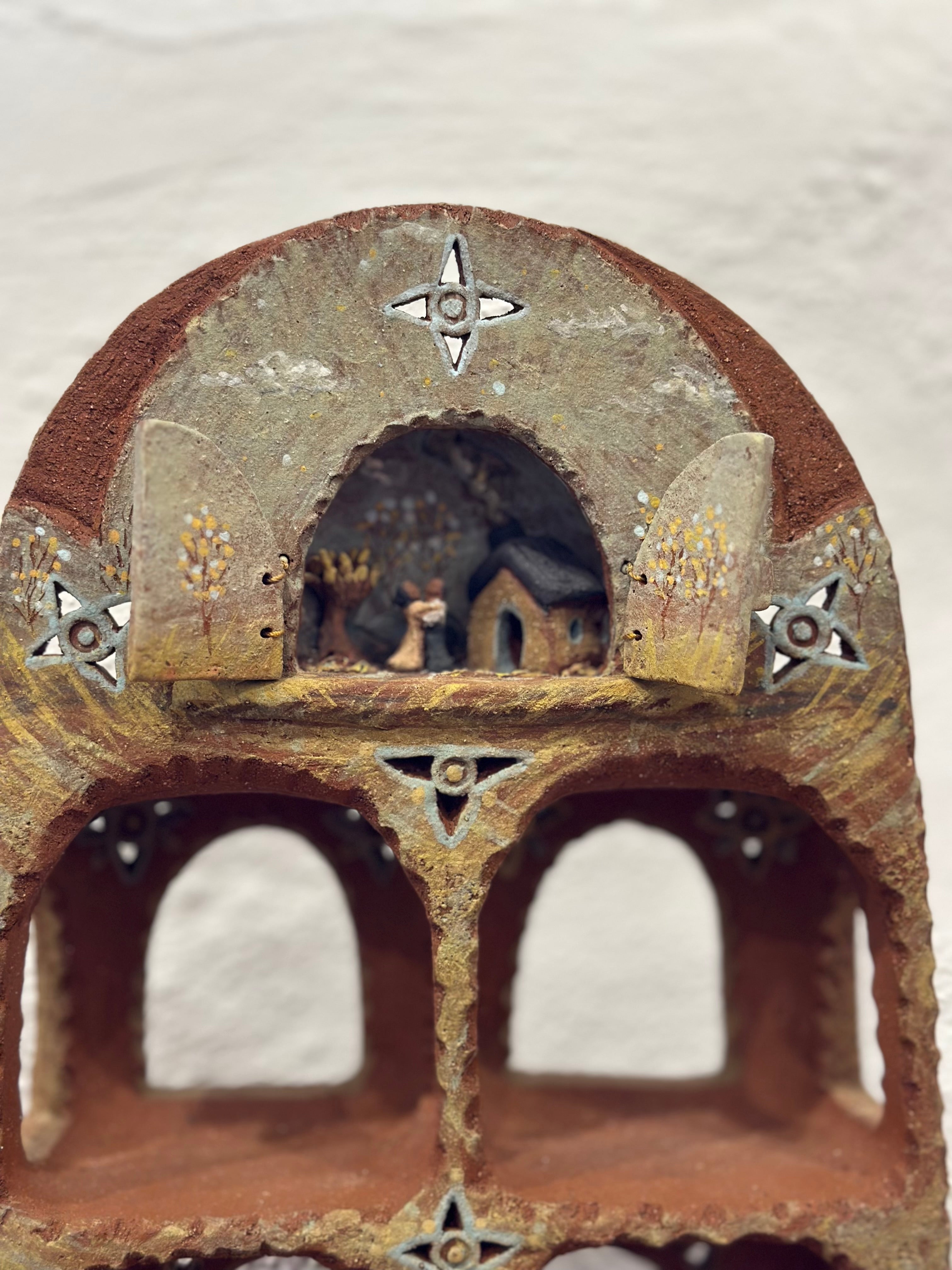Altar with Mechanical Doors - Clay Sculptural Piece