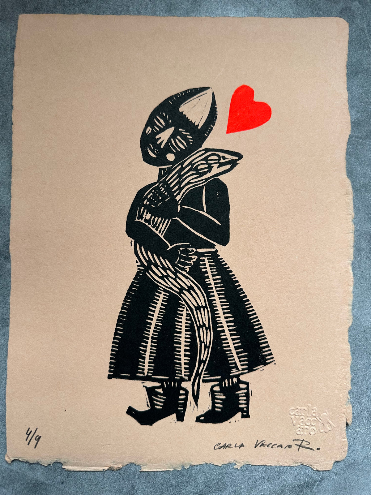 Diabla Corazon - Lino Print 11" x 8"