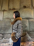 Alpaca fur jacket - Upcycled Bomber Jacket - Alpaca wool