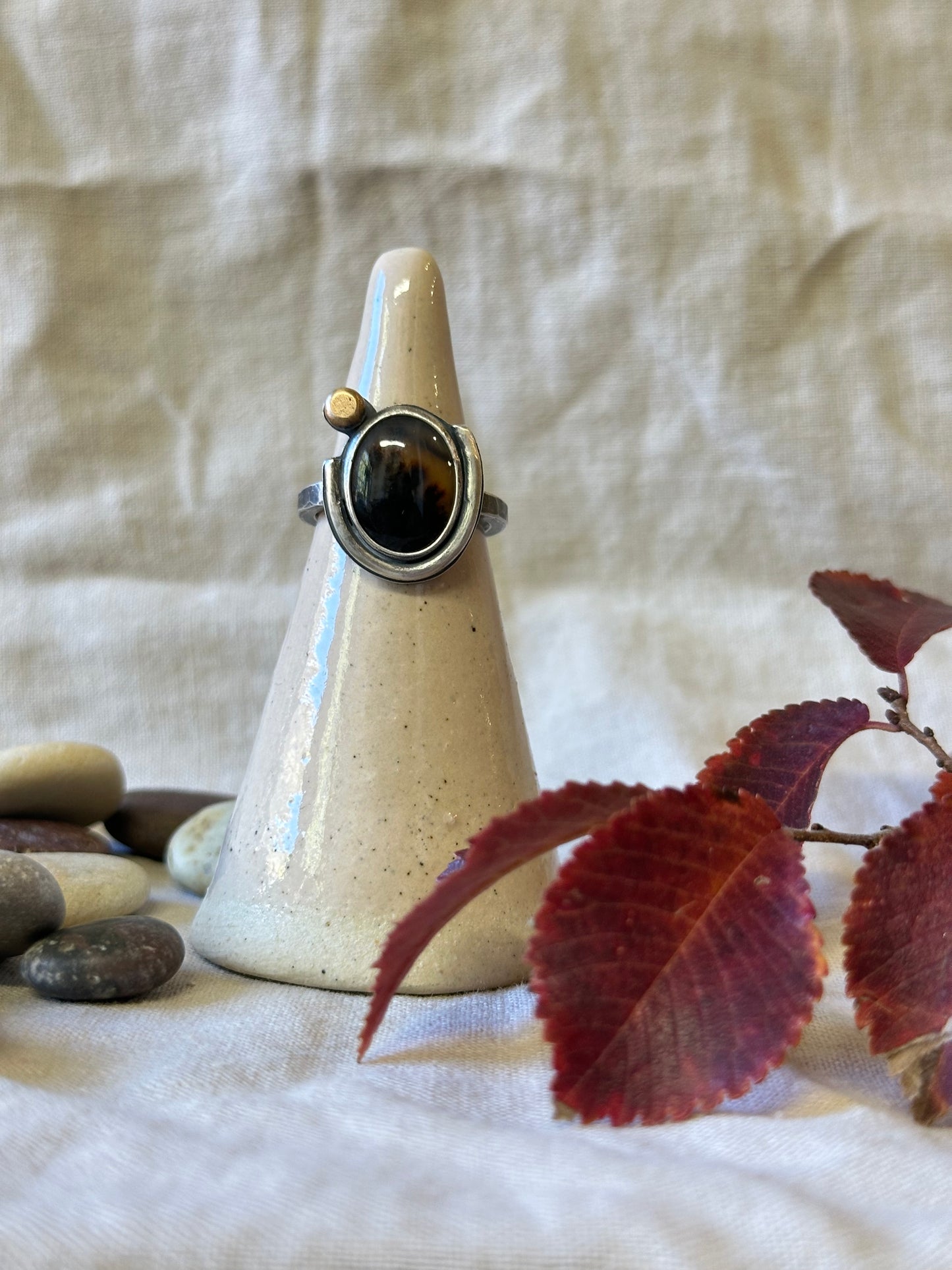 Montana Agate and Sterling Silver Ring ~ Size 8.25