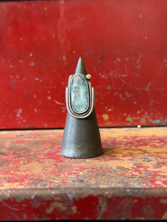 Aqua Kyanite and Sterling Silver Ring - size 6.75