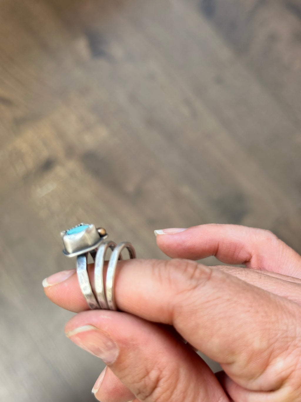 3-piece Blue Moon Turquoise and Sterling Silver • stackable ring set • set fits size 6