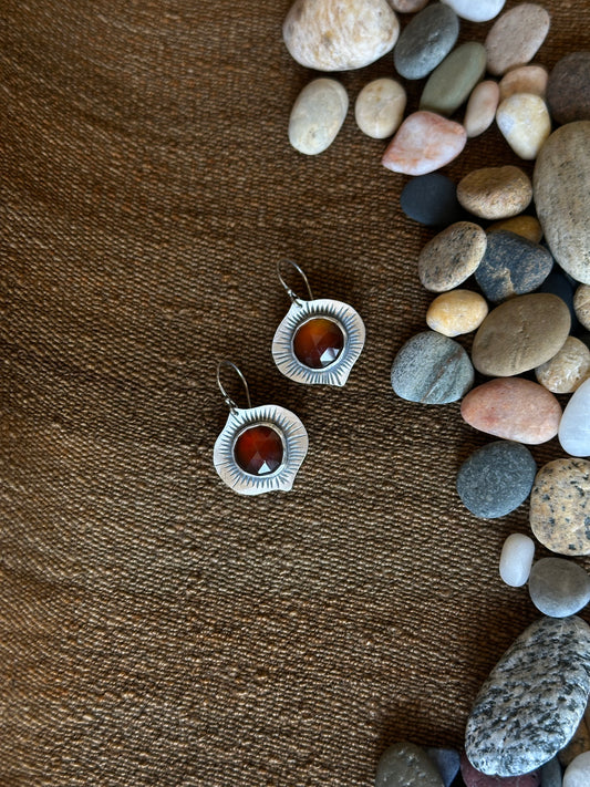 Honey Chalcedony Leaf Earrings - sterling silver