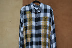 Upcycled ~ Flannel Shirt Dress ~ Screen printed
