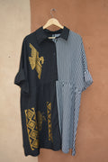 Upcycled ~ Dress black & White ~ Screen printed