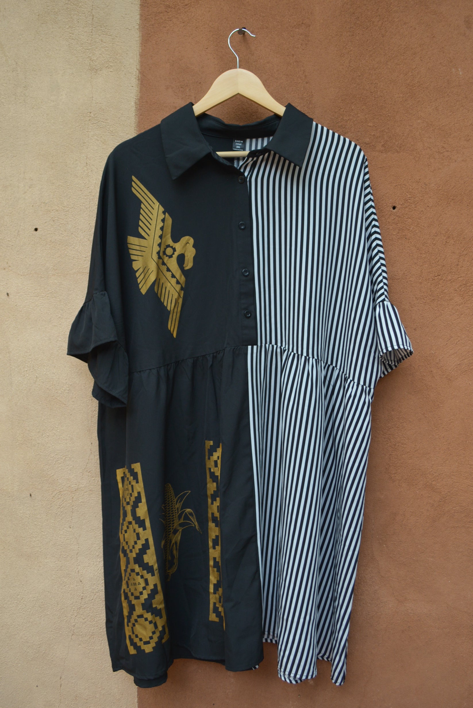 Upcycled ~ Dress black & White ~ Screen printed