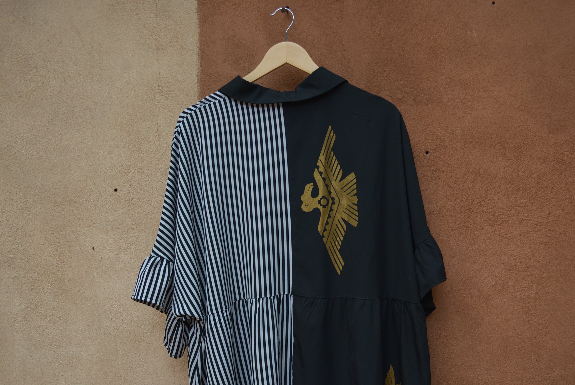 Upcycled ~ Dress black & White ~ Screen printed