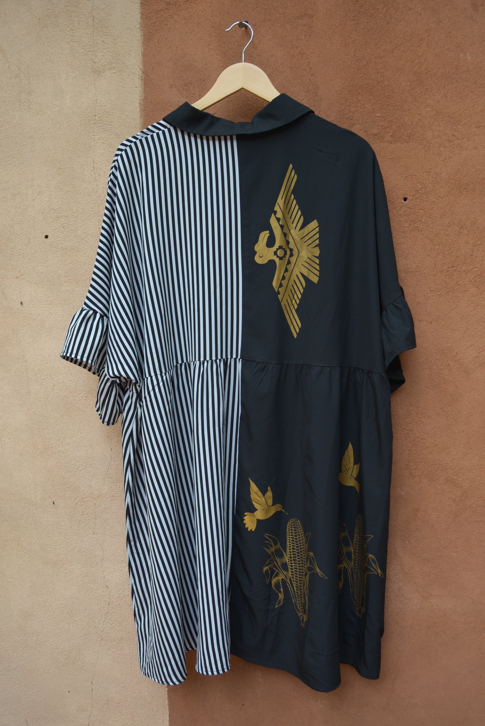 Upcycled ~ Dress black & White ~ Screen printed