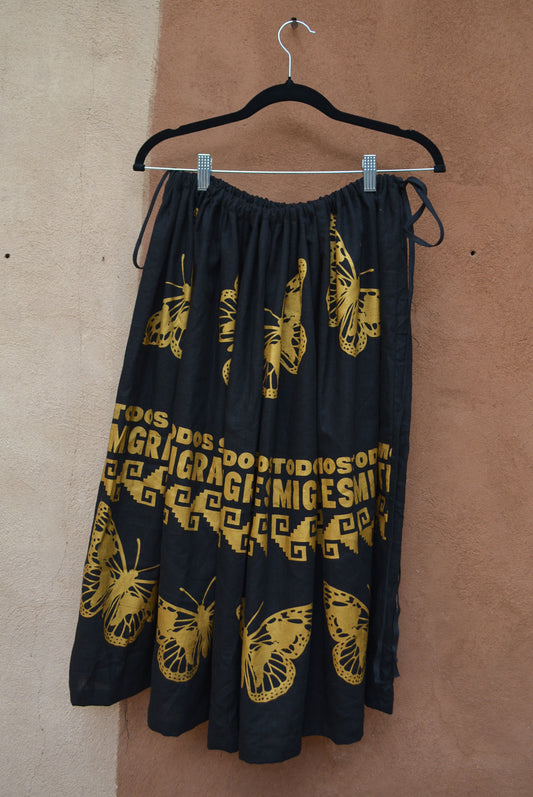 Black Drawstring Linen Skirt • Todos Somos Migrantes