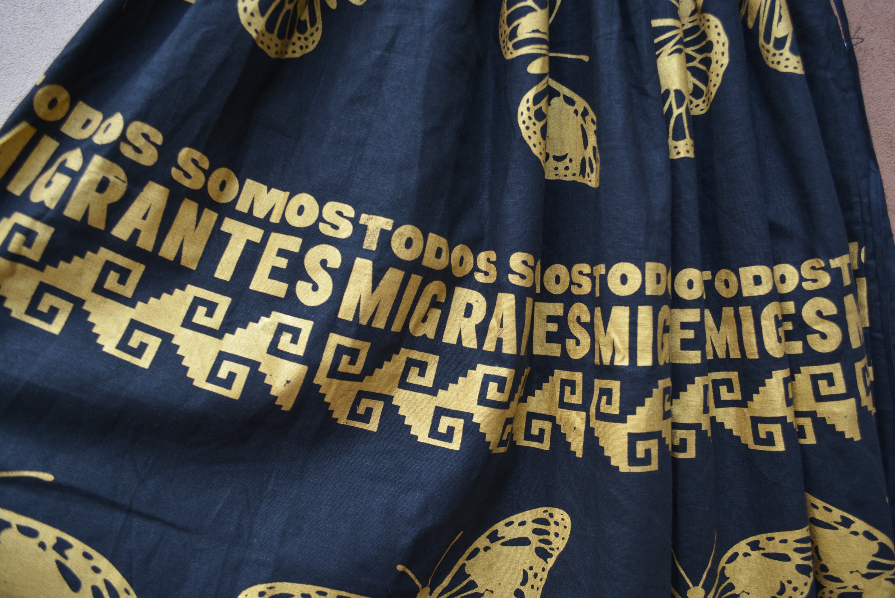 Black Drawstring Linen Skirt • Todos Somos Migrantes