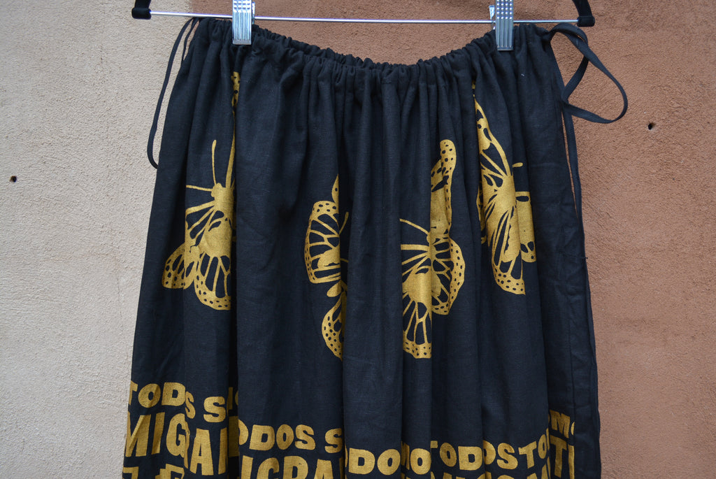 Black Drawstring Linen Skirt • Todos Somos Migrantes