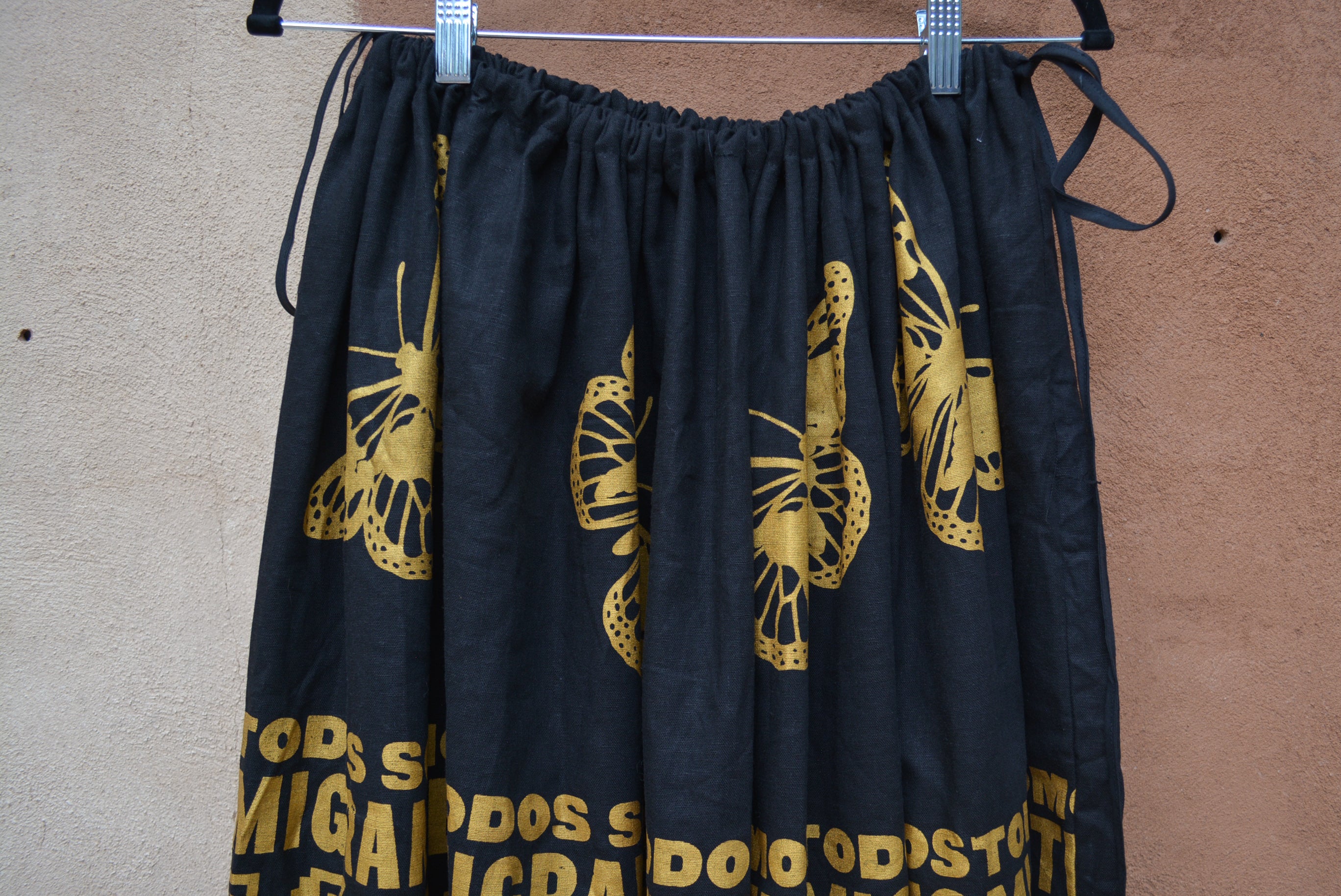 Black Drawstring Linen Skirt • Todos Somos Migrantes