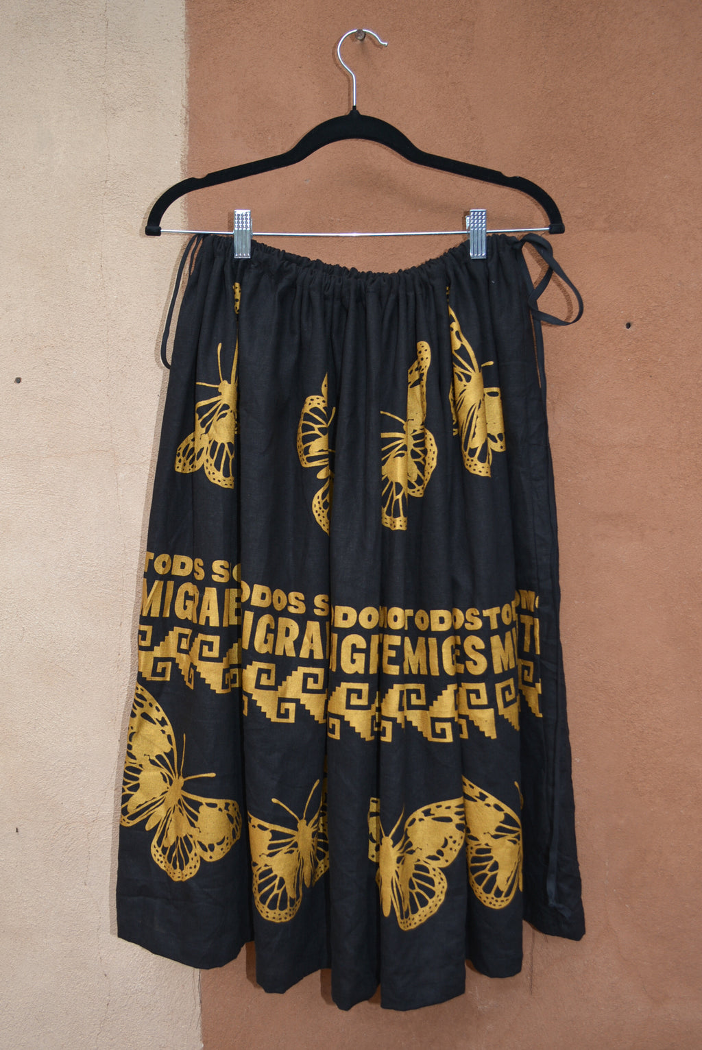 Black Drawstring Linen Skirt • Todos Somos Migrantes