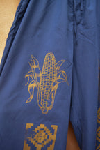 Upcycled Blue Jumpsuit - Screentprinted gold