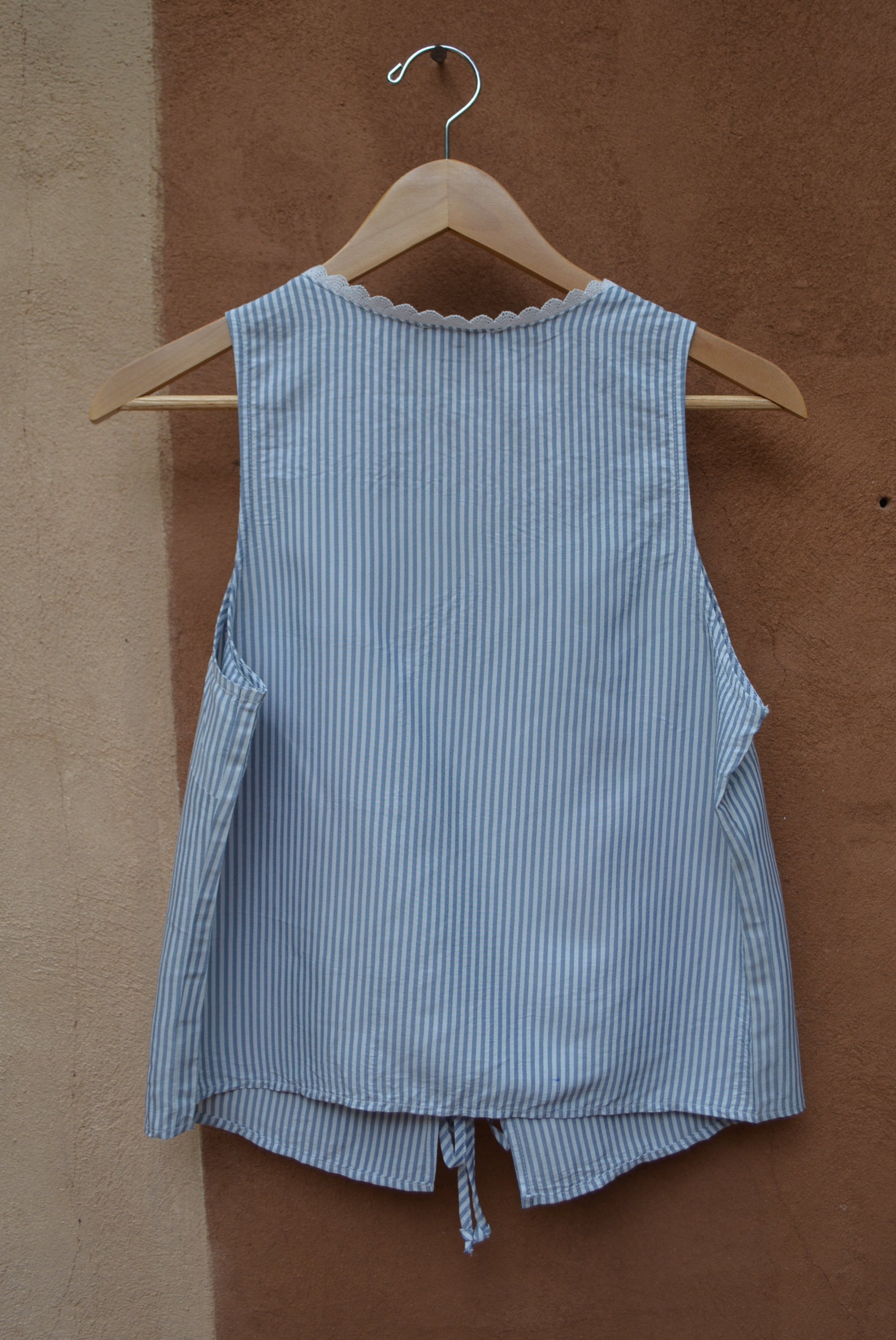 Upcycled Striped vest • screenprinted