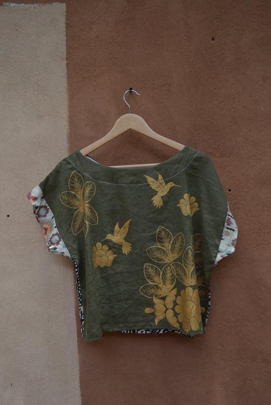 Screenprinted Box top • M • linen & cotton