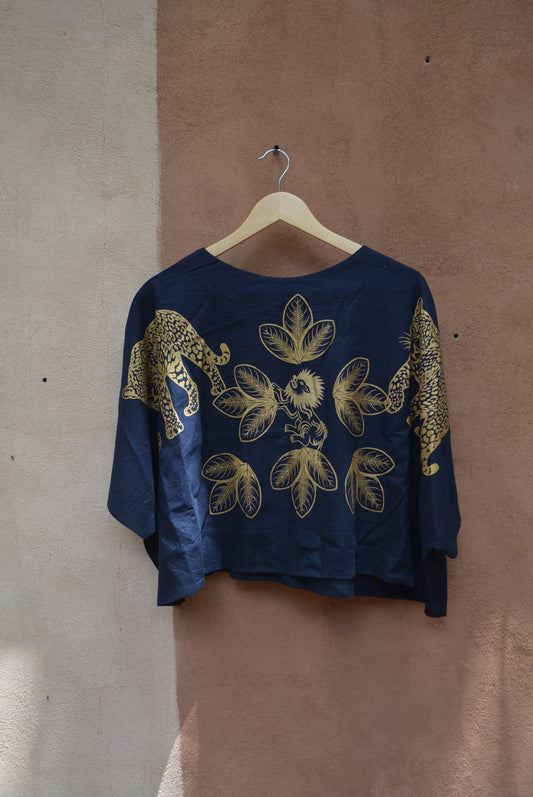 Screenprinted Drapped Top • linen