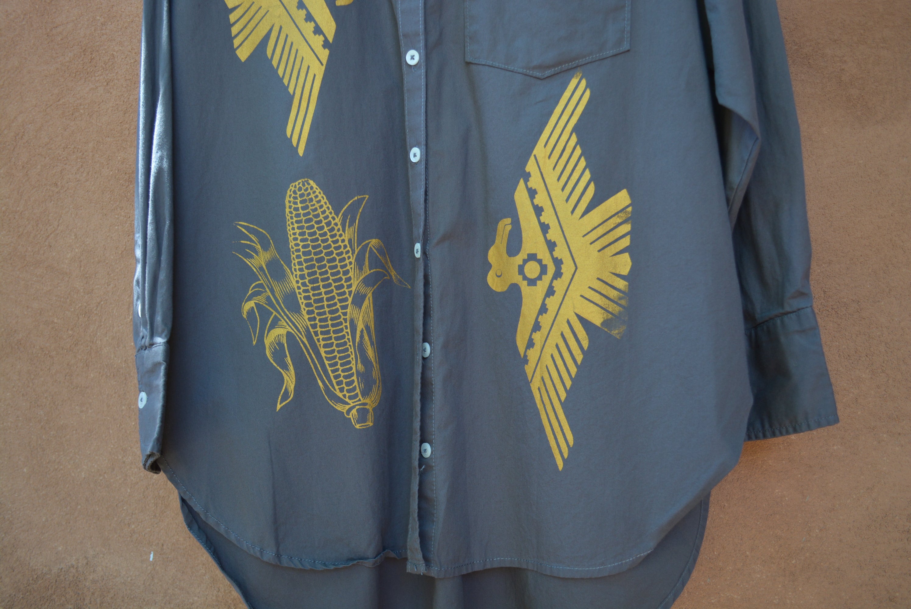 Screenprinted Collared Shirt ~ upcycled